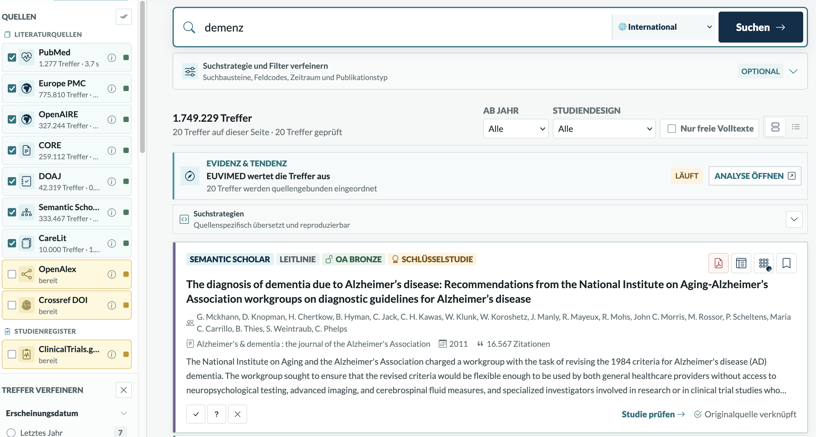 Quellenauswahl, wissenschaftliche Suche und Trefferfilter