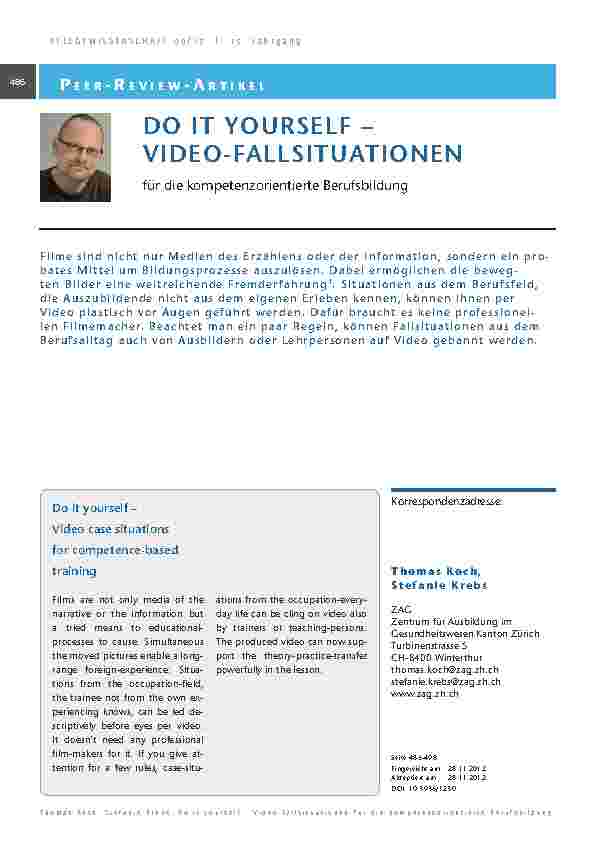 Do it yourself – Video-Fallsituationen für die kompetenzorientierte Berufsbildung