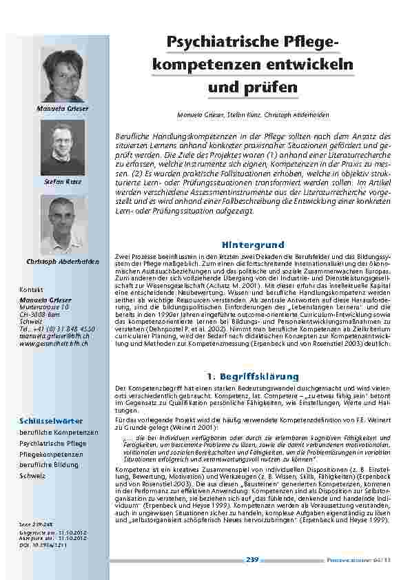 Psychiatrische Pflegekompetenzen entwickeln und prüfen