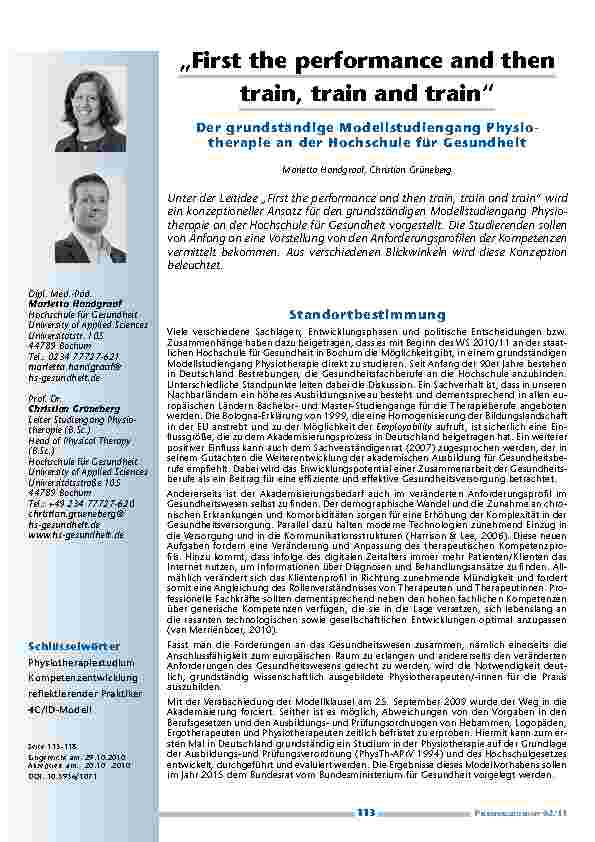 „First the performance and then train, train and train“. Der grundständige Modellstudiengang Physiotherapie an der Hochschule für Gesundheit
