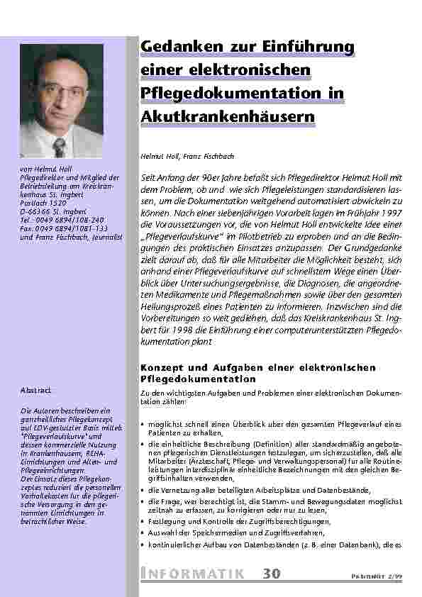Gedanken zur Einführung einer elektronischen Pflegedokumentation in Akutkrankenhäusern