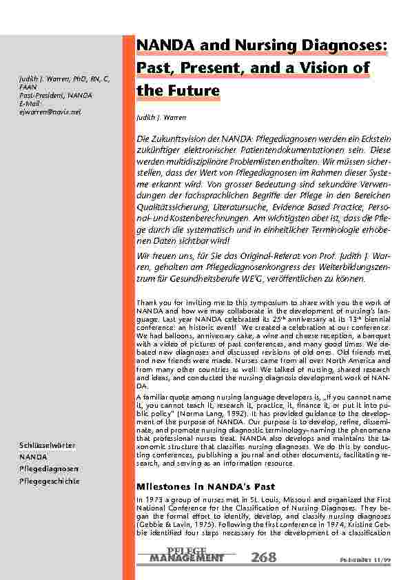 NANDA and Nursing Diagnoses: Past, Present, and a Vision of the Future