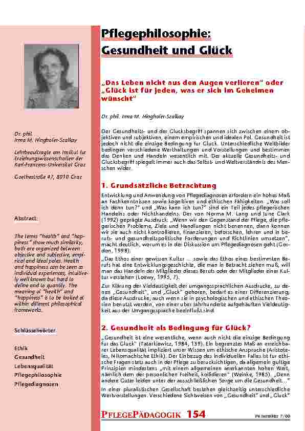 Pflegephilosophie: Gesundheit und Glück