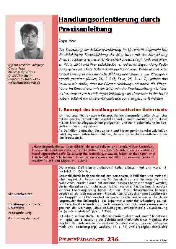 Handlungsorientierung durch Praxisanleitung