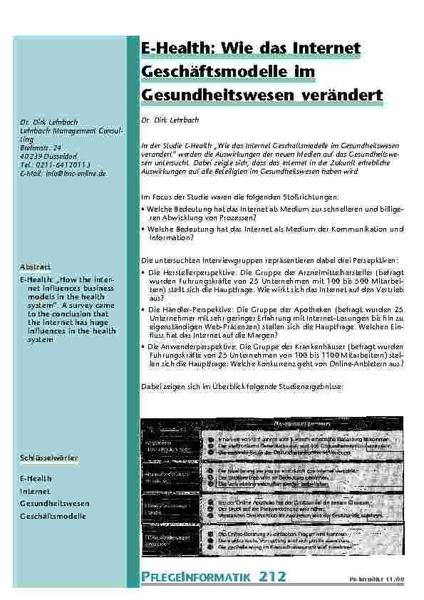 E-Health: Wie das Internet Geschäftsmodelle im Gesundheitswesen verändert