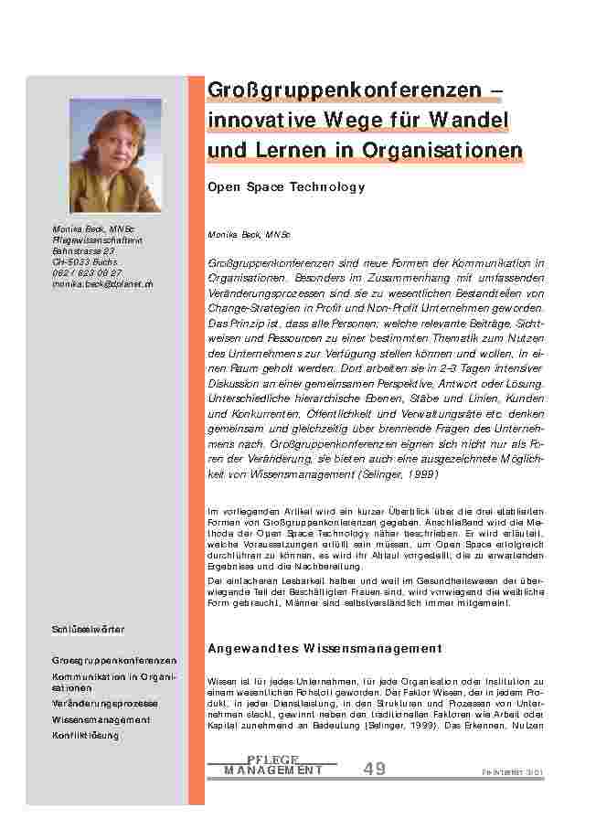 Großgruppenkonferenzen – innovative Wege für Wandel und Lernen in Organisationen