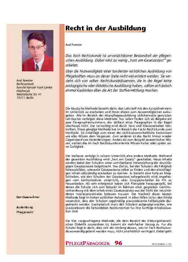 Recht in der Ausbildung