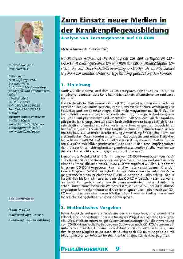 Zum Einsatz neuer Medien in der Krankenpflegeausbildung