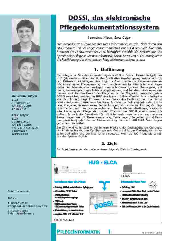 DOSSI, das elektronischePflegedokumentationssystem