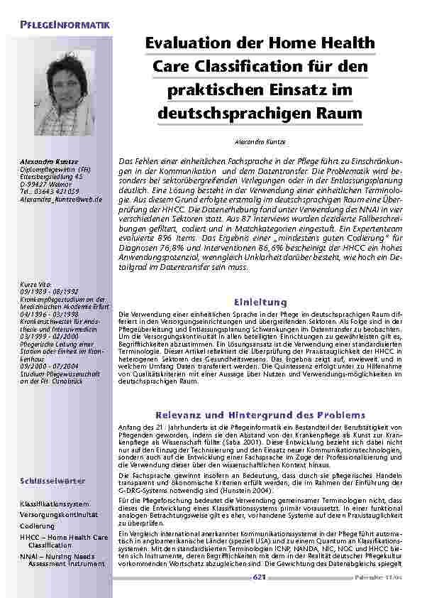 Evaluation der Home HealthCare Classification für denpraktischen Einsatz imdeutschsprachigen Raum