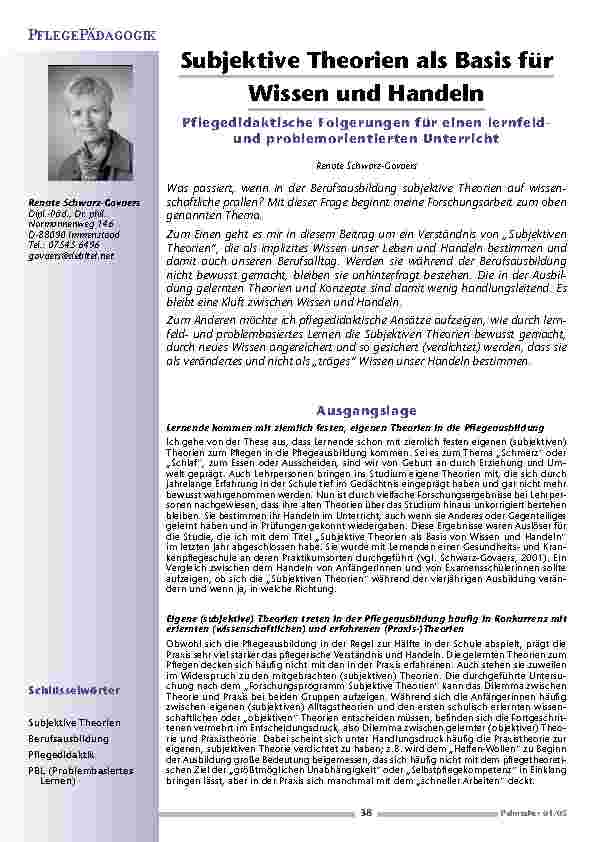 Subjektive Theorien als Basis fürWissen und Handeln