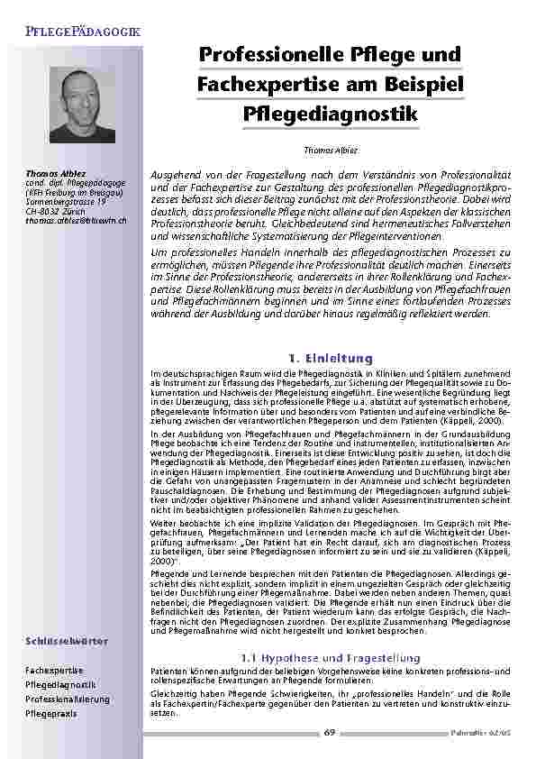 Professionelle Pflege undFachexpertise am BeispielPflegediagnostik