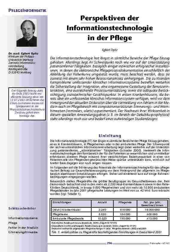 Perspektiven der Informationstechnologie in der Pflege