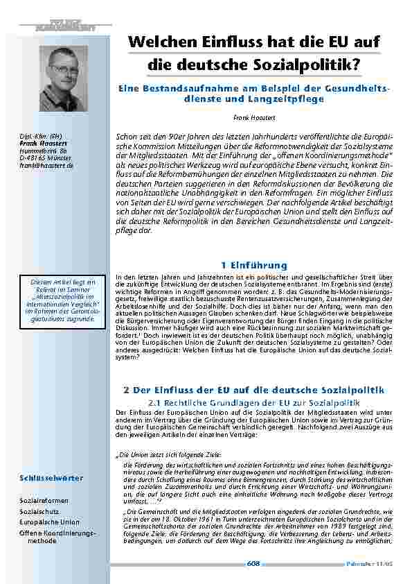 Welchen Einfluss hat die EU auf die deutsche Sozialpolitik?