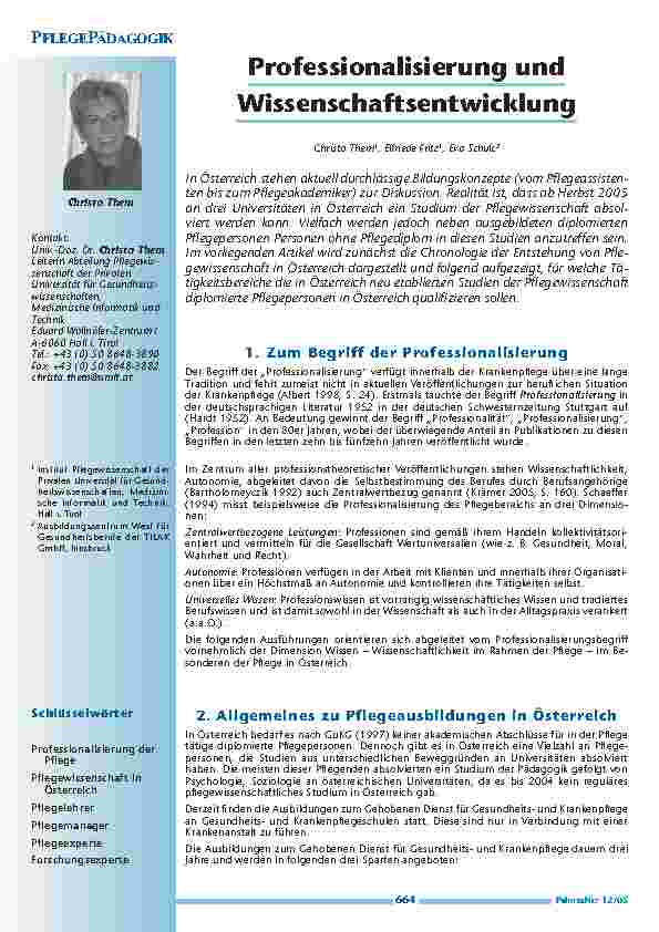 Professionalisierung undWissenschaftsentwicklung