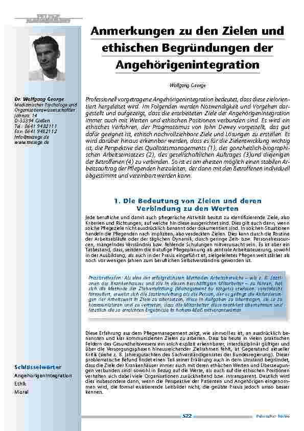 Anmerkungen zu den Zielen undethischen Begründungen derAngehörigenintegration