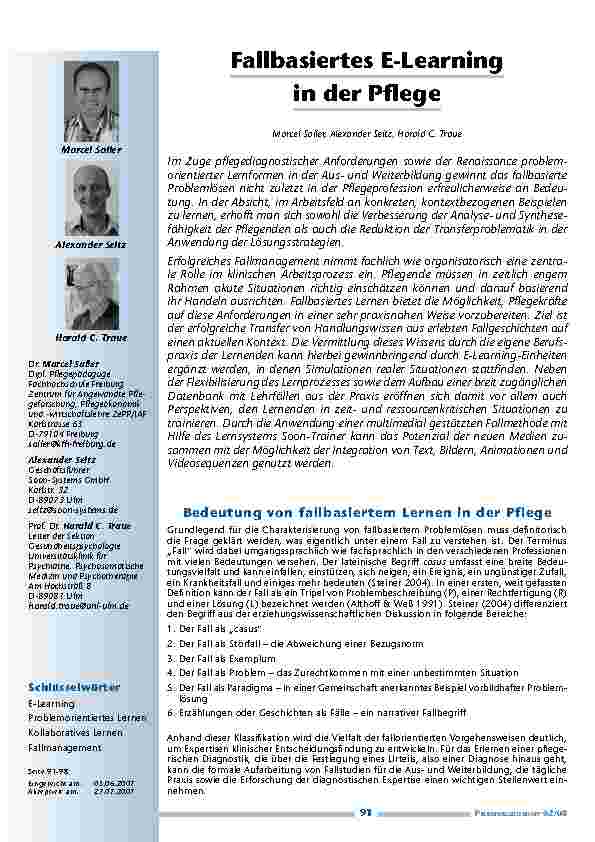 Fallbasiertes E-Learningin der Pflege
