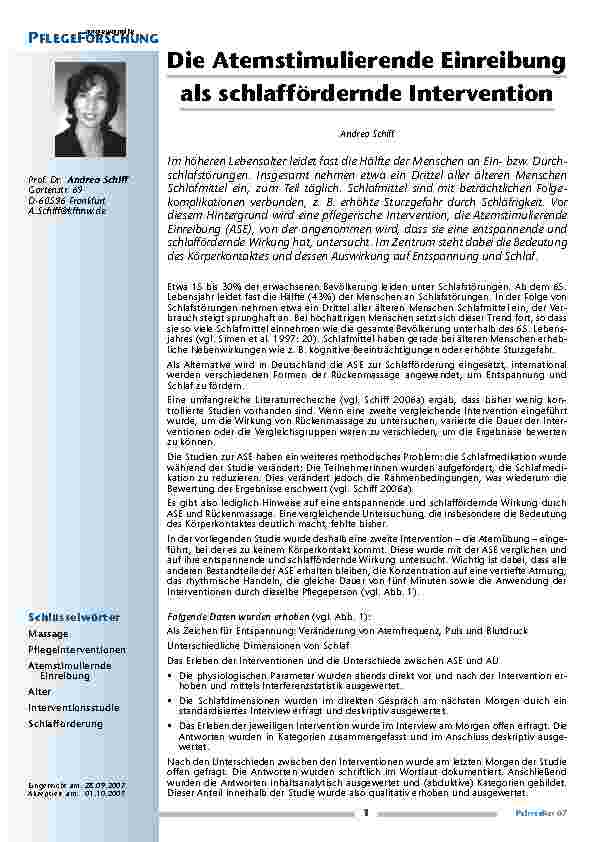 Die Atemstimulierende Einreibung als schlaffördernde Intervention