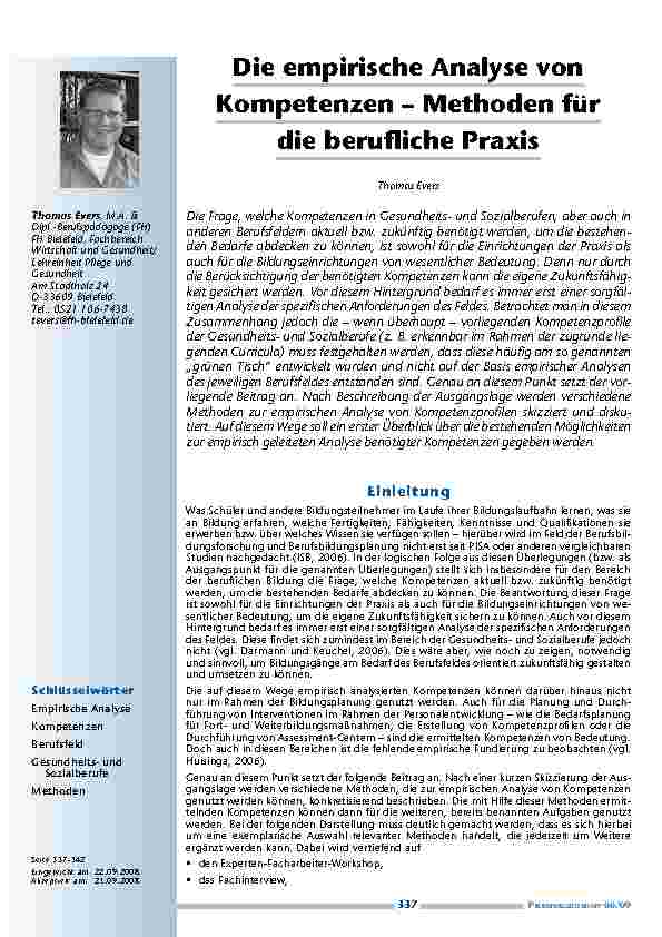 Die empirische Analyse von Kompetenzen – Methoden für die berufliche Praxis