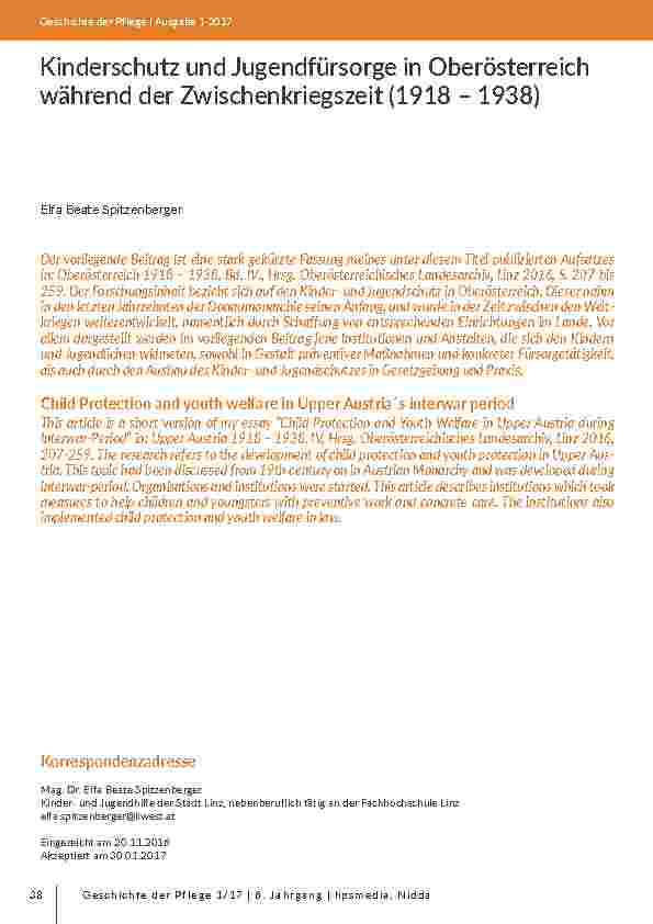 Kinderschutz und Jugendfürsorge in Oberösterreich während der Zwischenkriegszeit (1918 – 1938)