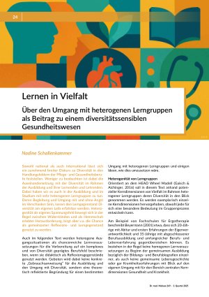 Lernen in Vielfalt Über den Umgang mit heterogenen Lerngruppen als Beitrag zu einem diversitätssensiblen Gesundheitswesen