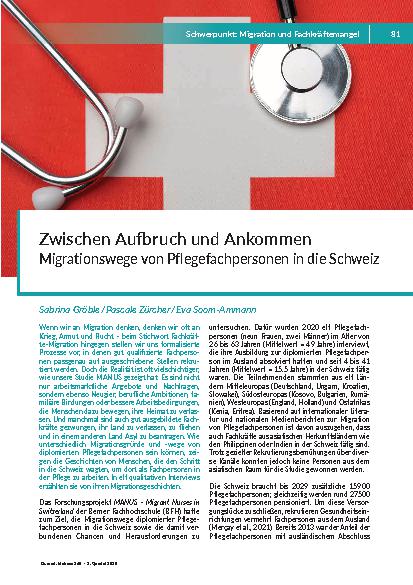 Zwischen Aufbruch und Ankommen Migrationswege von Pflegefachpersonen in die Schweiz