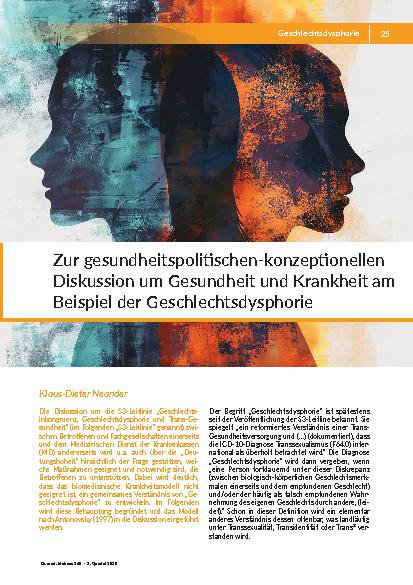 Zur gesundheitspolitischen-konzeptionellen Diskussion um Gesundheit und Krankheit am Beispiel der Geschlechtsdysphorie