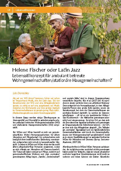 Helene Fischer oder Latin Jazz Lebensstilkonzept für ambulant betreute Wohngemeinschaften/stationäre Hausgemeinschaften? ¹
