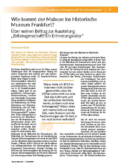 Wie kommt der Mabuse ins Historische Museum Frankfurt? Über meinen Beitrag zur Ausstellung „Zeitzeugenschaft? Ein Erinnerungslabor“