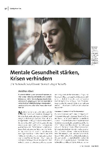 Mentale Gesundheit stärken, Krisen verhindern. Die Nationale Suizidpräventionsstrategie NaSuPS.