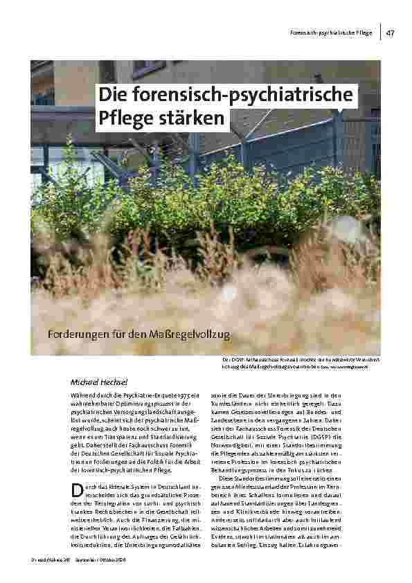 Die forensisch-psychiatrische Pflege stärken