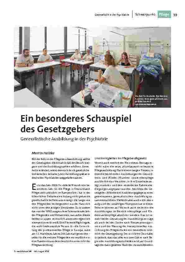 Ein besonderes Schauspiel des Gesetzgebers: Generalistische Ausbildung in der Psychiatrie.