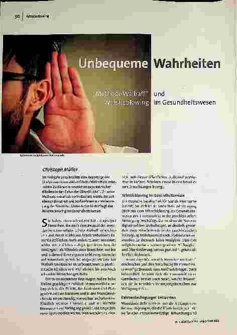 Unbequeme Methode zur Enthüllung von Wahrheiten im Gesundheitswesen: Whistleblowing.