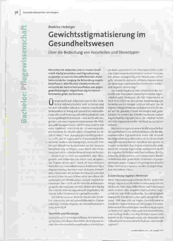 Gewichtsstigmatisierung im Gesundheitswesen