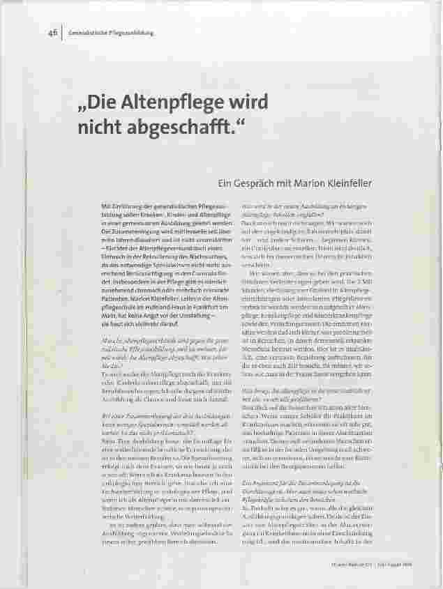 Die Altenpflege wird nicht abgeschafft