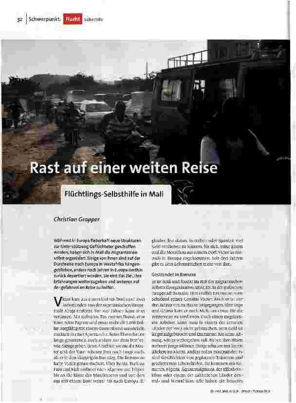 Rast auf einer weiten Reise