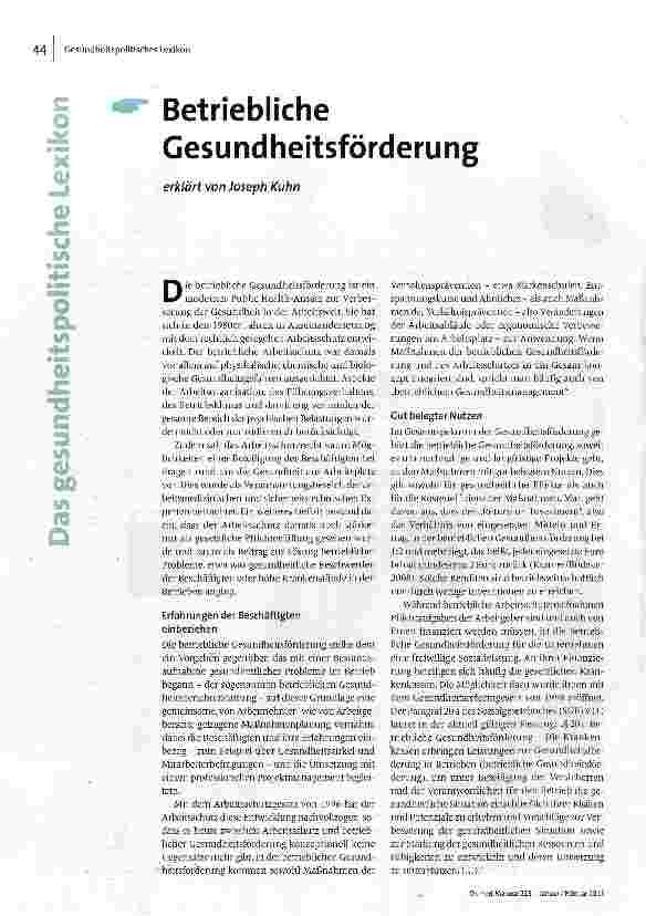 Betriebliche Gesundheitsförderung