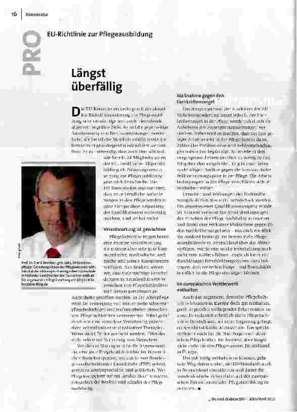 EU-Richtlinien zur Pflegeausbildung