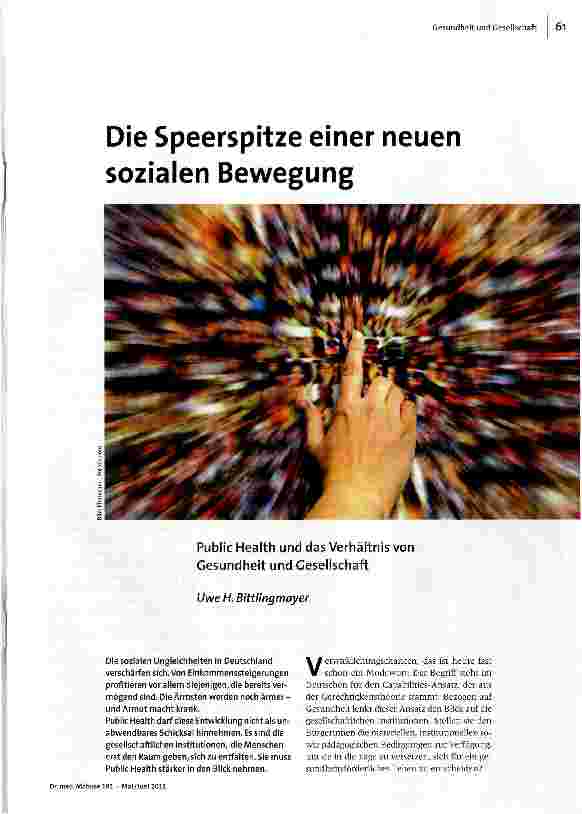Public Health und das Verhältnis von Gesundheit und Gesellschaft
