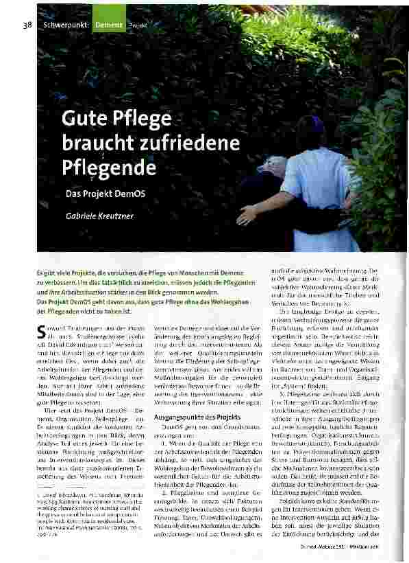 Gute Pflege braucht zufriedene Pflegende