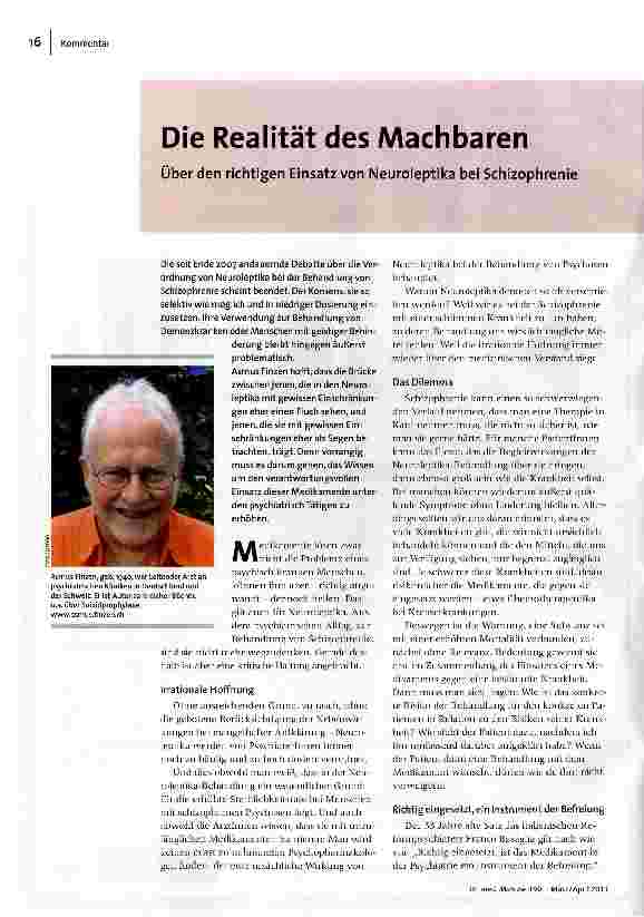 Die Realität des MachbarenÜber den richtigen Einsatz von Neuroleptika bei Schizophrenie