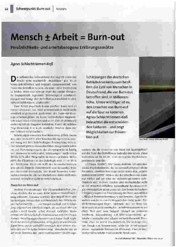 Mensch ± Arbeit = Burn-out