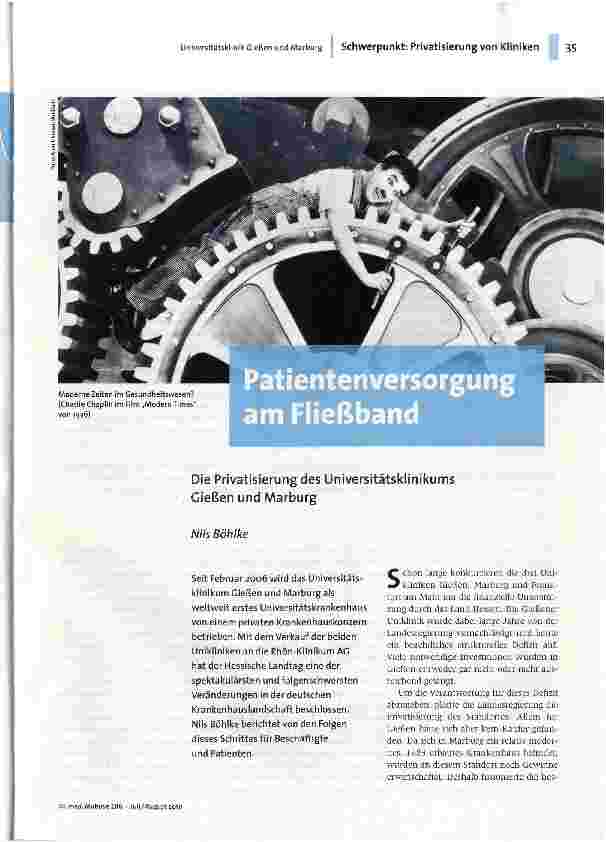 Patientenversorgung am Fließband