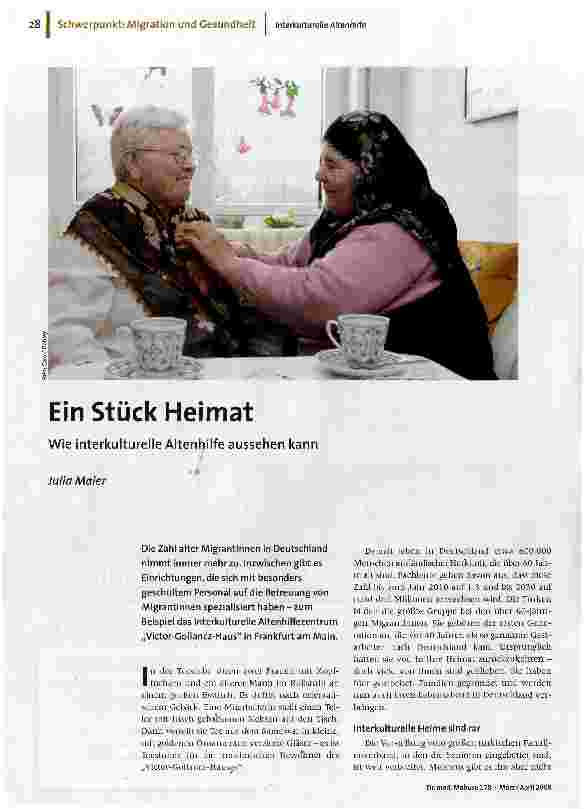 Ein Stück HeimatWie interkulturelle Altenhilfe aussehen kann