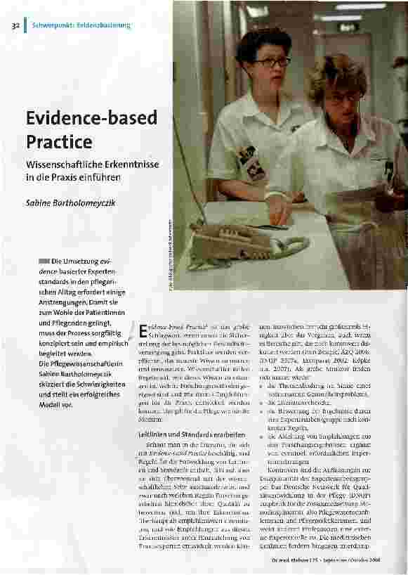 Evidence-based PracticeWissenschaftliche Erkenntnisse in die Praxis einführen