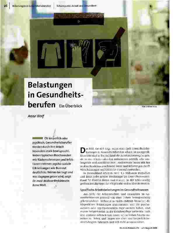 Belastungen in Gesundheitsberufen Ein Überblick