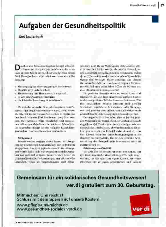 Aufgaben der Gesundheitspolitik