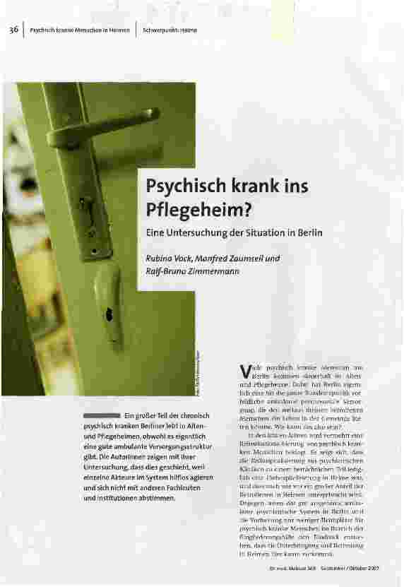 Psychisch krank ins Pflegeheim?