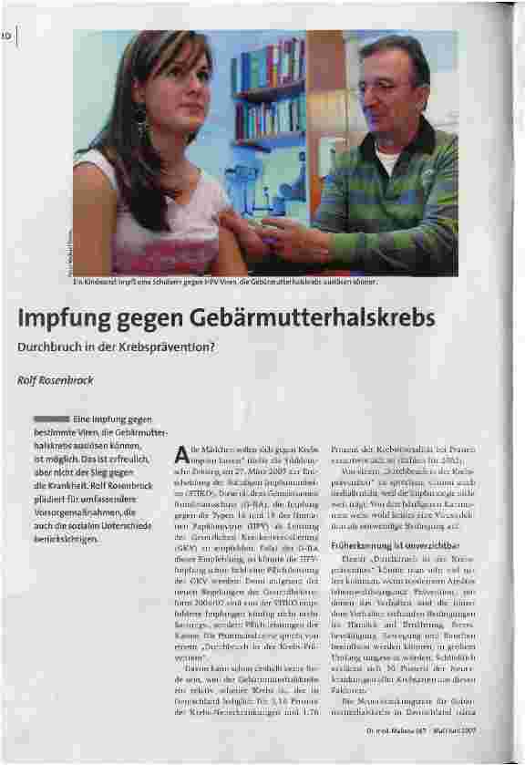 Impfung gegen Gebärmutterhalskrebs