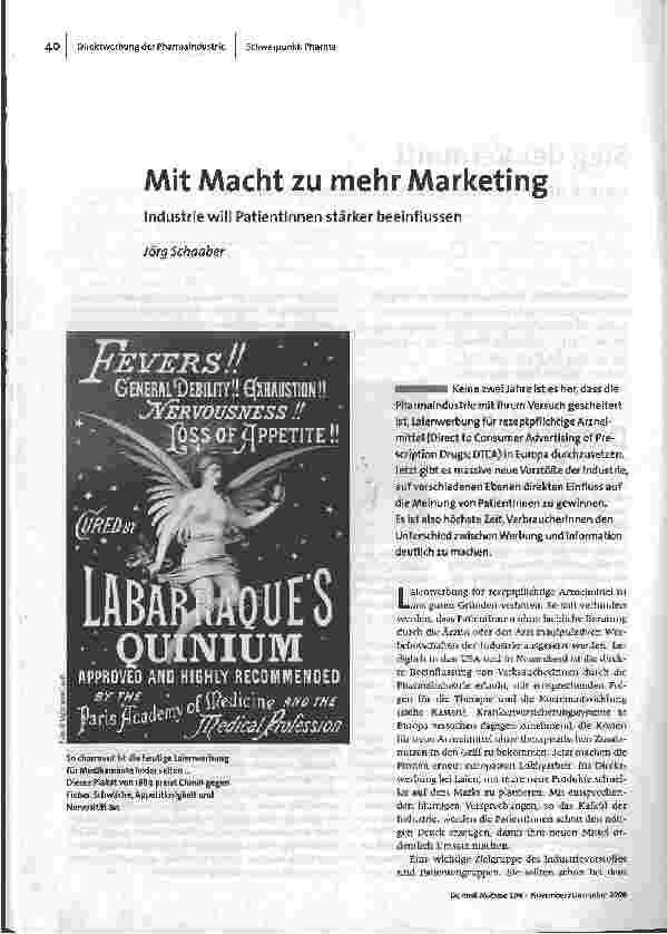 Mit Macht zu mehr Marketing - Industrie will Patientinnen stärker beeinflussen